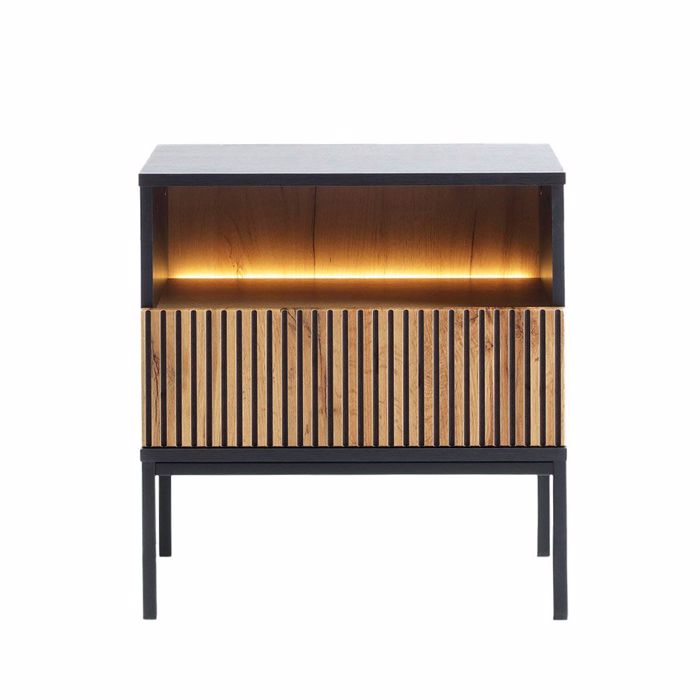 Liberta - Maison MYSTERY Komodino Fusiko Skouro/Mavro me 1 Surtari kai 1 Rafi 54x39x56cm 09-2138